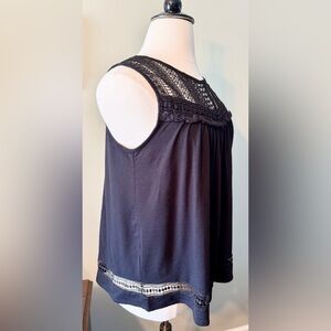 Lane Bryant Black Top with Lace Accent